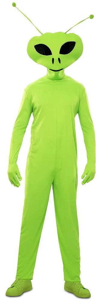 Disfraz de Alien Verde con Antenas para Adulto Extraterrestres EuroCarnavales